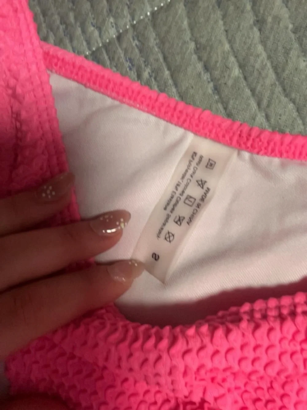 SHEIN Bright Neon Pink Textured Bikini Set